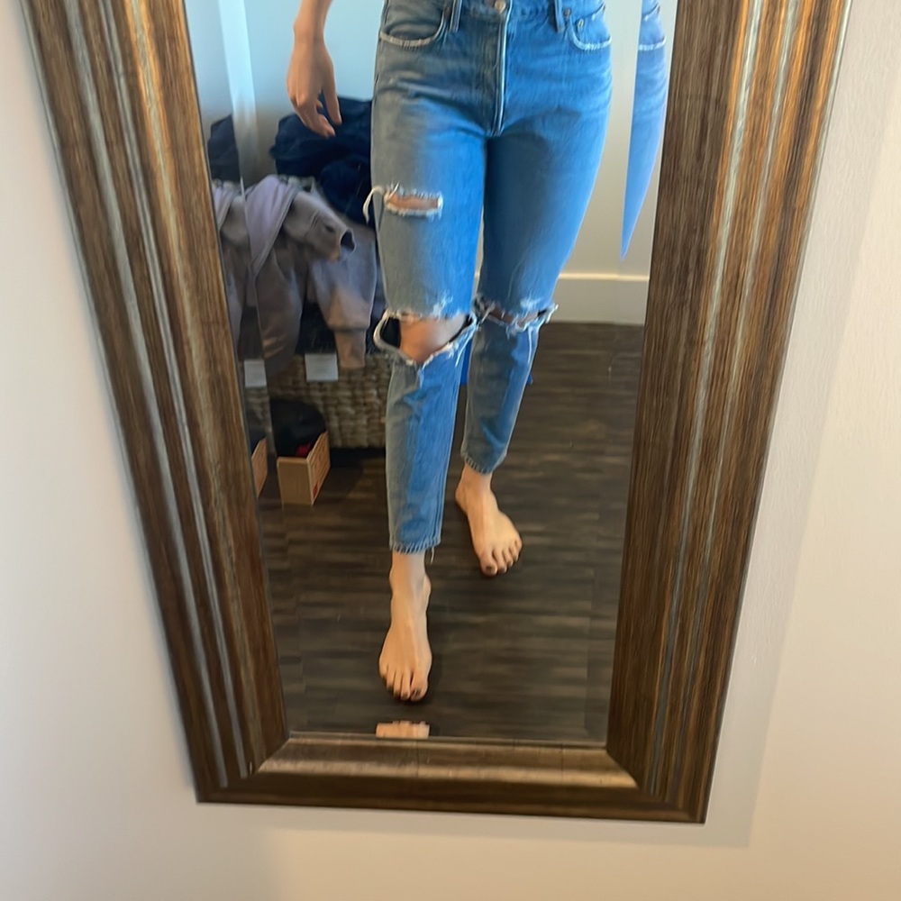 AGOLDE high rise destroyed denim